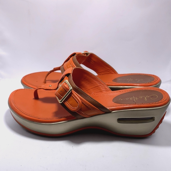 Cole Haan Air Orange Thong Wedge Sandle Sz 8 - Picture 5 of 10